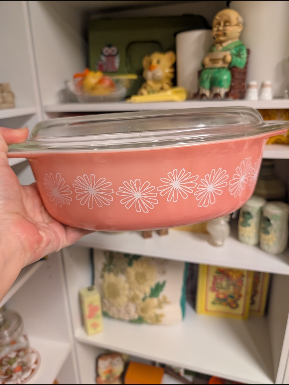 Vintage Pyrex 2.5q Pink Daisy Casserole With Lid - Picture 2 of 5